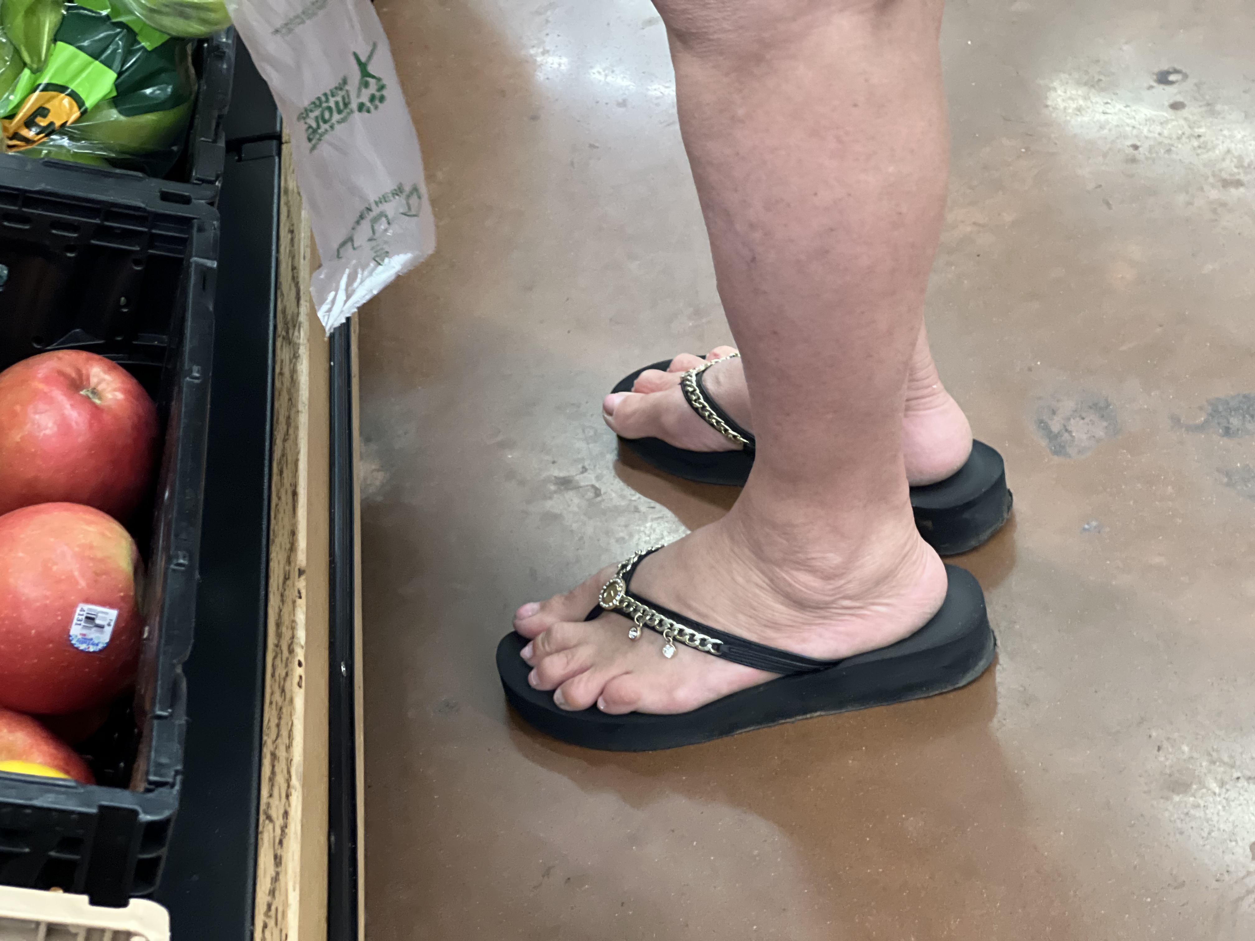Gilf and milf feet at supermarket — 7